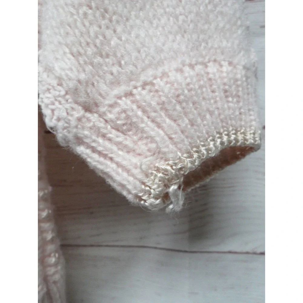 Vintage Light Pink Dolman Sleeve Textured Sweater V-Neck Size Medium